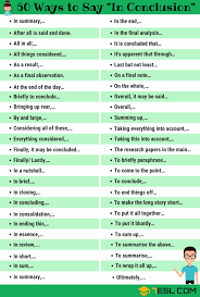 50 Other Ways To Say In Conclusion In Writing In Conclusion Synonym English Writing Skills English Vocabulary Essay Writing Skills