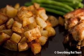 Oven Roasted Cubed Potatoes Everything But Toast Baked Diced Potatoes Cubed Potatoes Side Dish Recipes Healthy