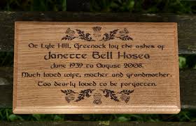 Engraved Oak Memorial Plaque Size 125mm X 225mm The Font Is Celtic Plain Customer Asked Our Designer To Find A Thistle Memorial Plaque Plaque Engraved Wood