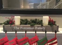 This Family Stocking Holder Is Perfect To Hang Your Stockings The Wooden Gray Box Measures Family Christmas Stockings Christmas Mantle Christmas Stockings Diy