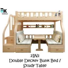 2in1 Solid Wood Double Decker Bunk Bed Study Table Kids Floor Bed Bunk Bed Designs Box Room Beds This bedroom furniture are designed and produced by our experts with assistance of modern machines these furniture items. 2in1 solid wood double decker bunk bed