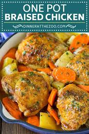 Braised Chicken With Carrots And Potatoes Recipe One Pot Meal Chicken With Potatoes Chicken Chicken Braised Chicken Braised Chicken Recipes Potato Dinner
