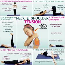 6 Yoga Poses For Neck And Shoulder Tension Yoga Tutorial Neck Yoga Yoga Therapy