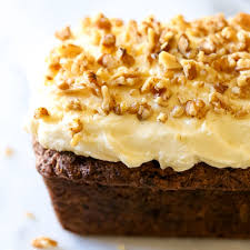 Carrot Walnut Loaf With Cream Cheese Frosting Handle The Heat Carrot And Walnut Cake Frosting Recipes Carrot Cake Bread