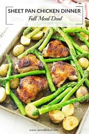 Cook A Full Chicken Dinner On A Sheet Pan Chicken Thighs Potatoes Asparagus And A Honey Soy Sauce Make Chicken Dinner Sheet Pan Recipes Pan Chicken Thighs
