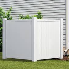 Outdoor Essentials 4 5 Ft H X 3 5 Ft W White Vinyl Privacy Corner Accent Fence Panel Kit Air Conditioner Cover Outdoor Outdoor Trash Cans Privacy Landscaping