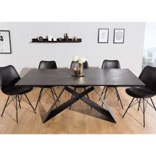 Table basse avec plateau supérieur en céramique et plateau inférieur et socle en verre.le piétement est en acier chromé.existe egalement en ceramique anthracite, grey et ciment. Table A Manger En Ceramique Lave 180 260 Cm Et Pieds Metal Noir Cbc Meubles