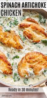 Spinach Artichoke Chicken In 2020 Poultry Recipes Artichoke Chicken Chicken Recipes