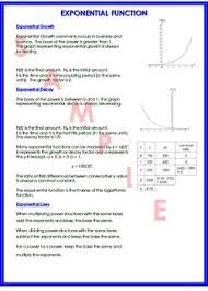 Exponential Function Summary Sheet Exponential Functions Exponential Algebra Resources