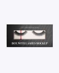 A rendered mockup of a product package box with hang slot. Closed Box W Lashes Packaging Mockups Free Packaging Psd Mockup Template