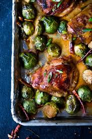 Sheet Pan Szechuan Chicken And Brussel Sprouts Feasting At Home Recipe Brussel Sprouts Szechuan Chicken Chicken Brussel Sprouts