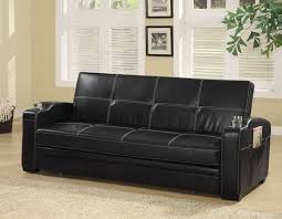 Coaster Furniture Greggory Sofa Bed In Black Vinyl 300132 Futon Living Room Leather Sofa Bed Trundle Bed Couch