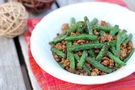 Stir Fried Green Beans With Minced Pork In Xo Sauce Ang Sarap Fried Green Beans Green Beans Stir Fry Green Beans