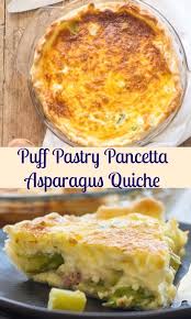 This Puff Pastry Pancetta Asparagus Quiche Is Filled With Chopped Pancetta Or Bacon Asparagus And Swiss Cheese Asparagus Quiche Breakfast Recipes Easy Recipes