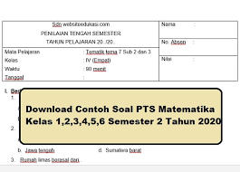 Download Contoh Soal Pts Matematika Kelas 5 Semester 2 Tahun 2020 Info Pendidikan