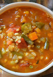 A Close Up Of Vegetable Barley Soup Recipe Vegetable Soup Recipes Barley Soup Turkey Soup