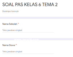 Soal Pas Kelas 6 Tema 2 Moda Daring Buku Sekolah Guru