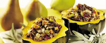 Acorn Squash Stuffed With Pear Wild Rice And Walnuts Recipe Pear Recipes Wild Rice Recipes Savory Pear Recipes