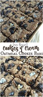 No Flour Cookies N Cream Oatmeal Cookie Bars Together As Family Oatmeal Cookie Bars Favorite Dessert Recipes No Flour Cookies