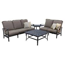 Thomasville Messina Canvas Cocoa 4 Piece Patio Sectional Set Patio Sectional Patio Seating Sets Porch Furniture