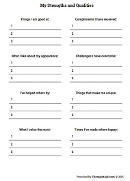 My Strengths And Qualities Worksheet Therapist Aid Self Esteem Worksheets Self Esteem Activities Counseling Activities
