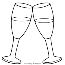 Beautiful coloring page of an eagle, represented as it it was a stained glass. Champagne Glasses Coloring Page New Years