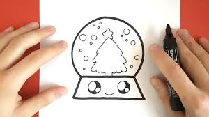 How To Draw A Snow Globe Cute And Easy Youtube Easy Christmas Drawings Easy Drawings Happy Drawing