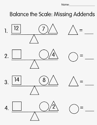 Balance The Scale Missing Addends Missing Addend Free Math Worksheets First Grade Worksheets