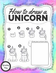 How To Draw A Unicorn Free Printable Growing Play Unicorn Crafts Unicorn Drawing Unicorn