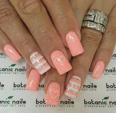 Shiny nails clean nails red nails chrome nails glitter nails peach nails orange nails coffin nails long stiletto nails. Pink Nails Peach Color Nails With Silver And White Stripes Pretty Heart Peach Colored Nails Nails Peach Nails