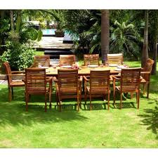 Table de jardin en bois, résine tressée ou en métal ? Salon De Jardin Grande Table Et Fauteuils En Teck Huile Wood En Stock