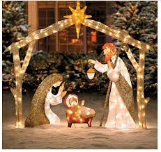 Outdoor Nativity Scene Lighted Large Pre Lit Outside Holy Family Yard Decor Set Decorating With Christmas Lights Outside Christmas Decorations Christmas Yard Decorations