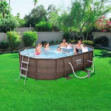 Bestway Rattan 10 Ft X 16 Ft X 42 In Oval Pool View Number 7 Oval Pool Pool Landscaping Backyard Pool Landscaping