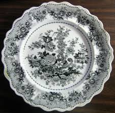 Decorative Dishes Antique Ca 1841 Black White Toile Transferware Roses Scalloped Plate L 99 9 Black And White Dishes Black And White Plates Decorative Dish