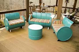 Old Oil Barrels Turned Into Nice Little Outdoor Furniture Recycled Furniture Backyard Patio Furniture Barrel Furniture