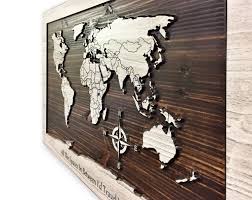 World Map Art Carved 3d Art Map Of World Custom Text Custom Map Wooden Map Push Pin Map Mark Travels M World Map Decor World Map Wall Art Map Wall Art