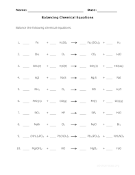 Balancing Chemical Equations Worksheet Balancing Equations Chemical Equation Chemistry Worksheets