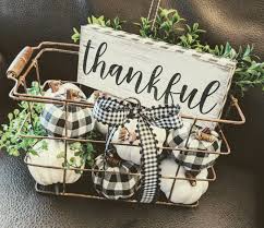 Farmhouse Style Home Decor Black And White Buffalo Check Wire Basket Pumpkins Thankful Sign Farmhouse Fall Decor Rustic Fall Decor Fall Home Decor