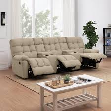 Copper Grove Gramsh Tan Tufted Velvet 3 Seat Recliner Loveseat With Power Storage Console Comfortable Sofa Furniture Sofa Pillows Arrangement