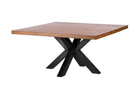 Table carrée sur mesure pays bois. Table A Manger Carree Chene Metal Pied Croise 150 Cm Oka Tables A Manger Pier Import
