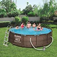 Bestway Steel Pro Max Frame Pool Komplettset Deluxe Rund Rattan Optik 366 X 100 Cm Amazon De Garten Pool Pool Komplettset Schwimmbecken