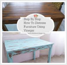 Distress Furniture With Vinegar Tutorial Anne P Makeup And More Distressed Furniture Diy Distressed Furniture Distressing Painted Wood