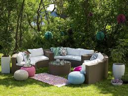 Runde Rattan Gartenmobel Lounge Braun Weiss Sitzgarnitur Rund Fur Terrasse Garten Garten Lounge Set Garten Lounge Gartensofa
