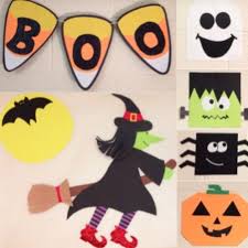Diy Halloween Decorations Made With Construction Paper And Glue Paper Halloween Decorations Halloween Arts And Crafts Diy Halloween Decorations