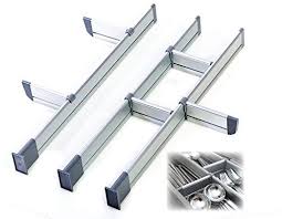 Verstellbarer Schubladen Organizer Kuche Eleganter Modularer Schubladeneinsatz Aus Aluminium Set Schubladen Organizer Kuchenschubladenorganisation Organizer
