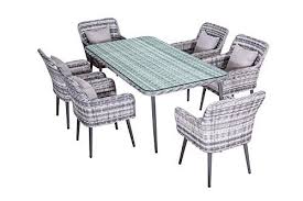Jet Line Garten Essgruppe Quito In Grau Polyrattan Garten Mobel Modern 6 Stuhle Tisch 2 M Aluminium Afmgmobel Outdoor Furniture Outdoor Decor Furniture