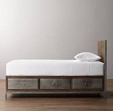 Industrial Style Bed With Metal Locker Inspired Storage Drawers Bed Frame With Storage Industrial Lockers Storage Bed