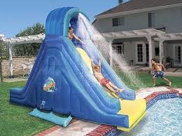 In Ground Pool Slide Used Six Flags Banzai Falls In Ground Pool Slide Backyard Pool Backyard Pool Parties Cool Swimming Pools