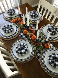 Black And White Buffalo Checkered Decorating Ideas Natural Thanksgiving Table Dinner Table Decor Fall Table Decor