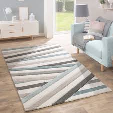 Designer Teppich Modern Konturenschnitt Pastellfarben Gestreift Zick Zack Blau Creme Wohn Und Schlafbereich Teppich Design Grosse Teppiche Teppichboden
